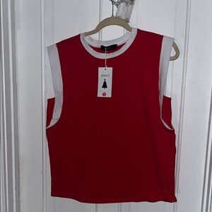J. Crew Red and White Muscle Tee
